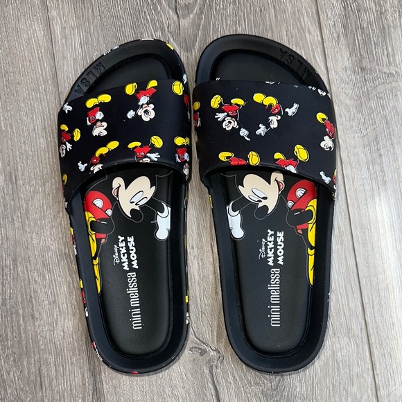 Mini Melissa Black and Red Sandals with Mickey Mouse Design - Picture 3 of 5